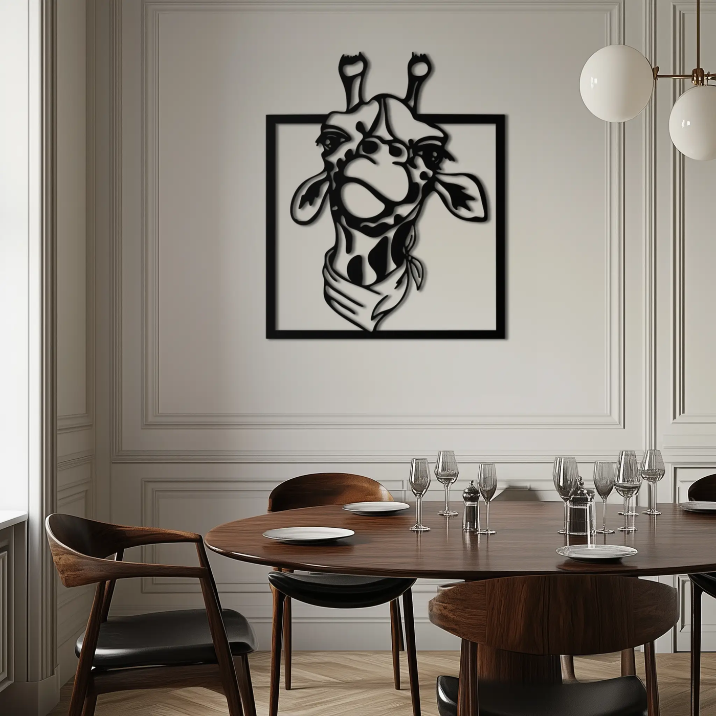 Giraffe Metal Wall Art - Playful Safari Animal Decor- KAF165 by Enova Art
