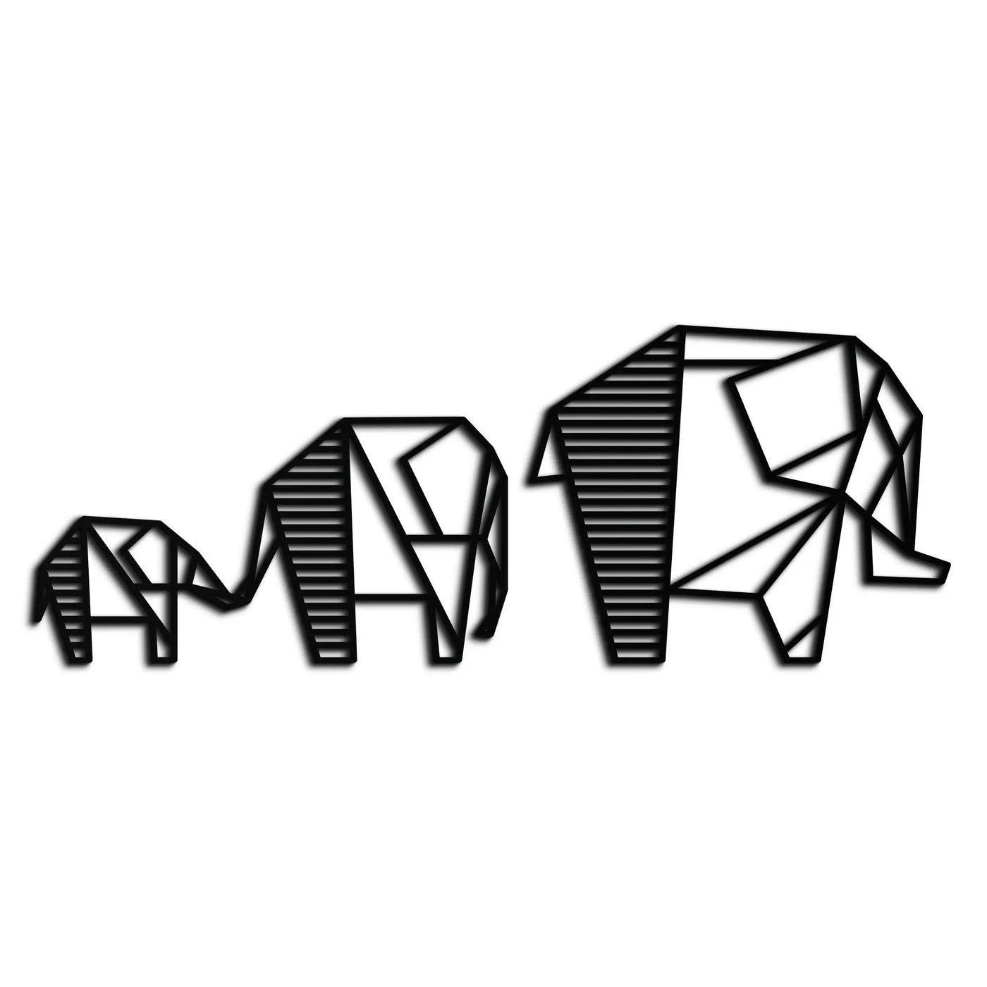 Geometric Elephant Family Metal Wall Art - Modern Minimalist Decor- KAF166 by Enova Art