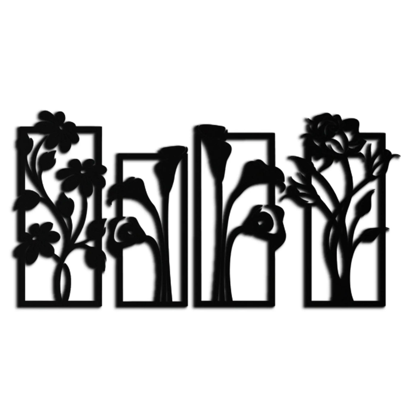 Floral Metal Wall Art - Elegant Botanical Panel Set- KAF167 by Enova Art