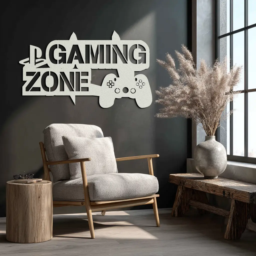 Gaming Zone Metal Wall Art - Gamer Room Decor- KAF169 by Enova Art