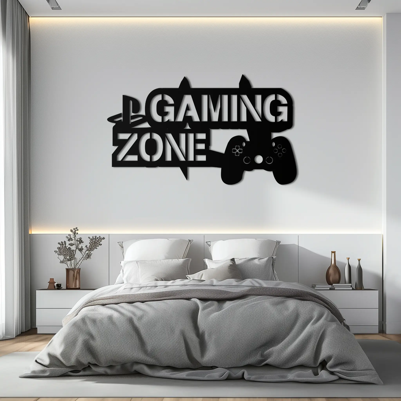 Gaming Zone Metal Wall Art - Gamer Room Decor- KAF169 by Enova Art