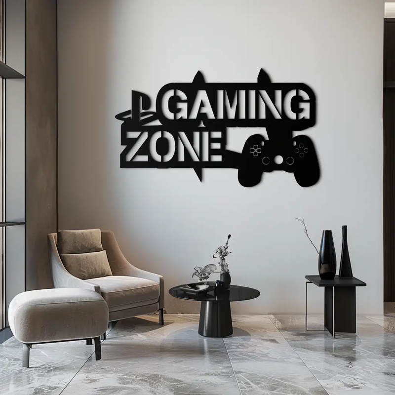 Gaming Zone Metal Wall Art - Gamer Room Decor- KAF169 by Enova Art