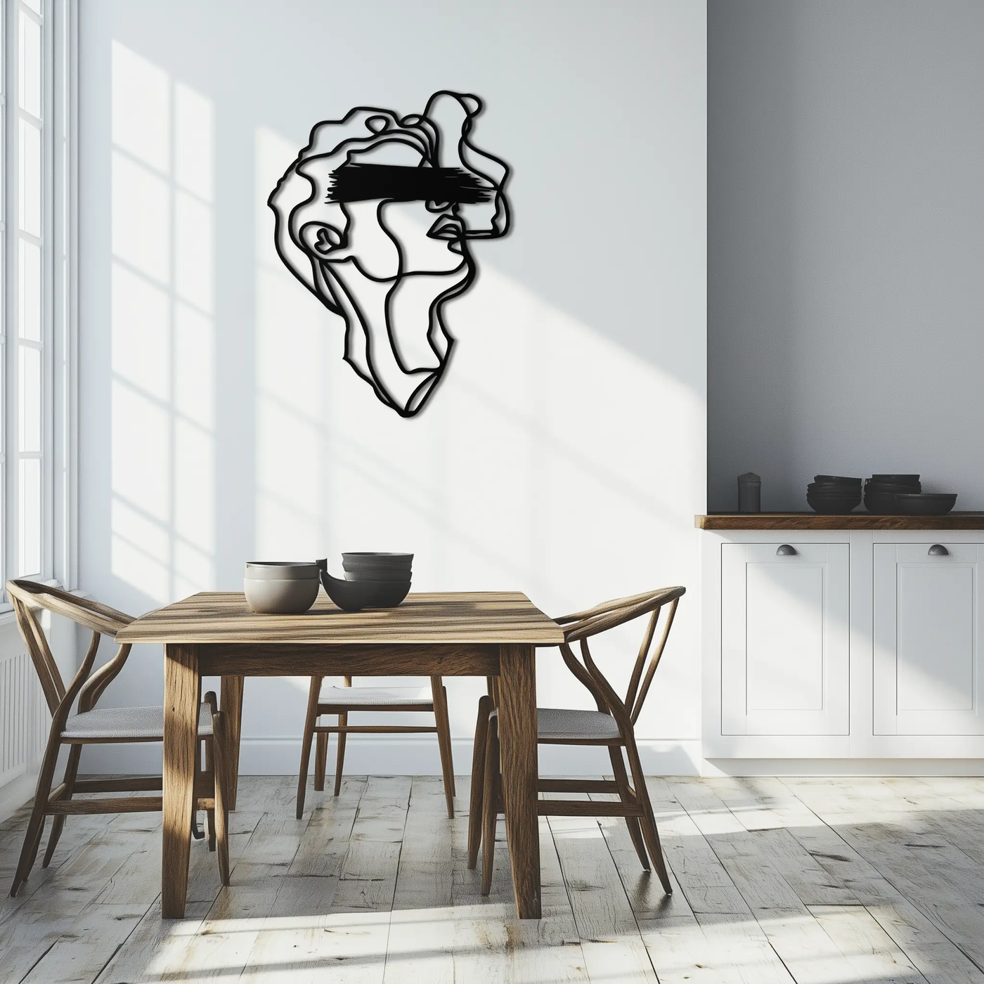 Blindfolded Men Metal Wall Art - Abstract Minimalist Line Art Decor- KAF170 by Enova Art