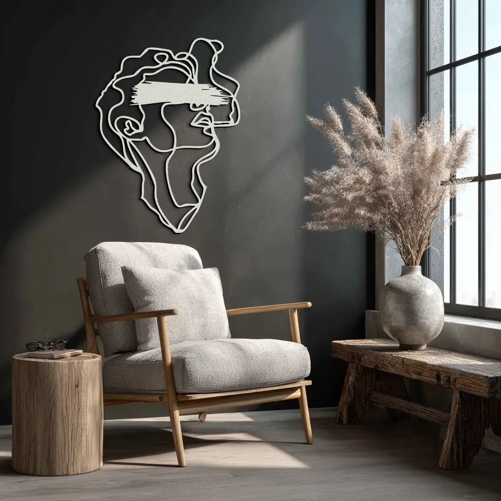 Blindfolded Men Metal Wall Art - Abstract Minimalist Line Art Decor- KAF170 by Enova Art