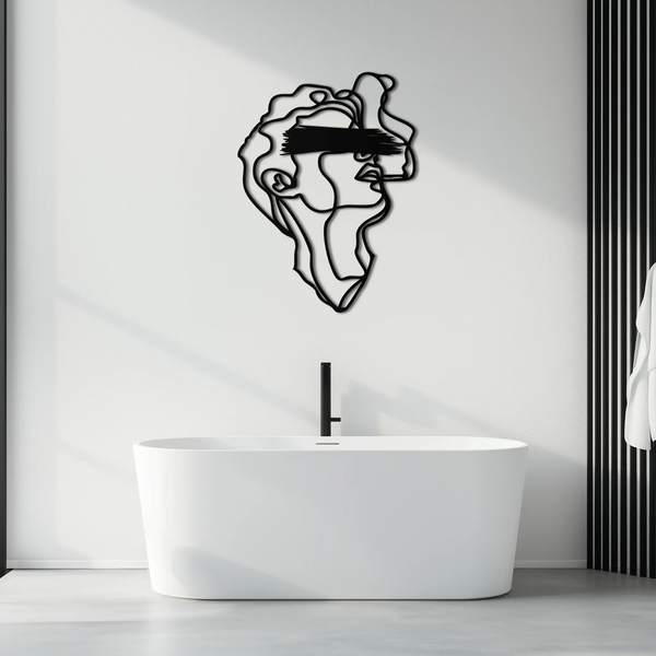Blindfolded Men Metal Wall Art - Abstract Minimalist Line Art Decor- KAF170
