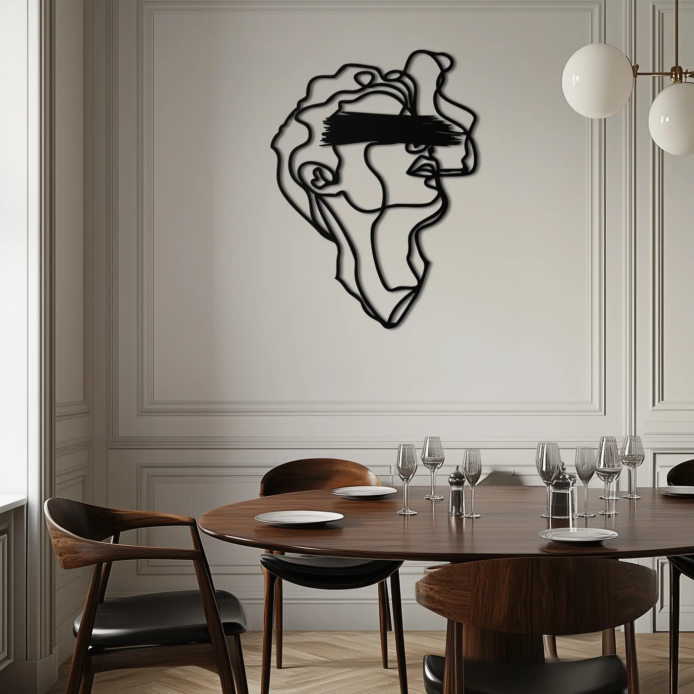 Blindfolded Men Metal Wall Art - Abstract Minimalist Line Art Decor- KAF170 by Enova Art
