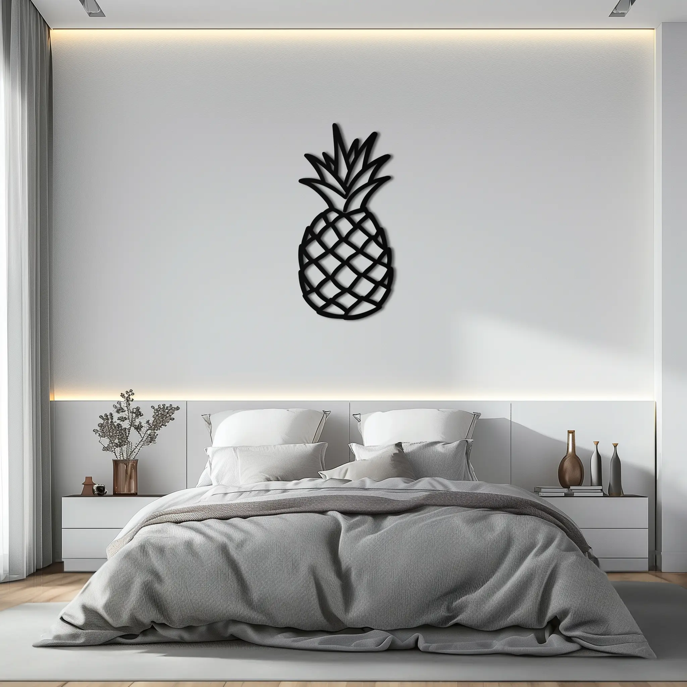 Pineapple Metal Wall Art - Tropical Geometric Home Decor- KAF171 by Enova Art