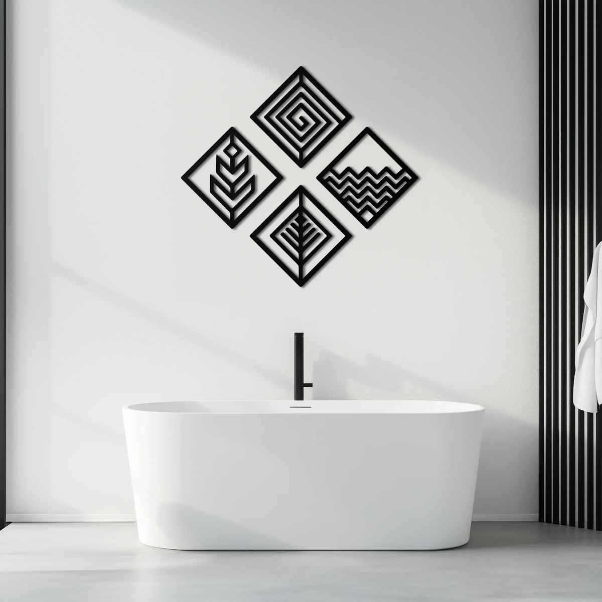 Four Elements Metal Wall Art - Modern Geometric Nature Decor- KAF173 by Enova Art
