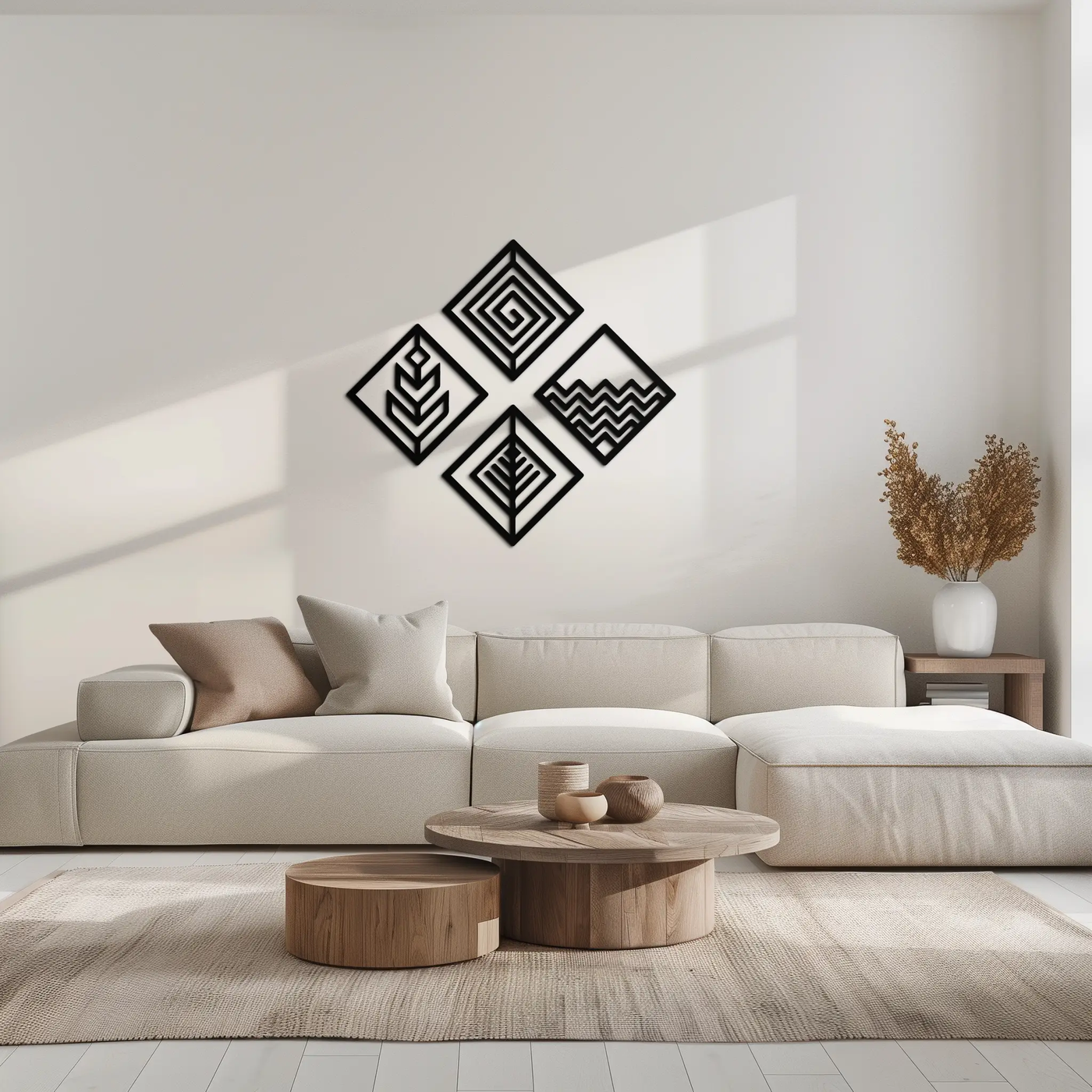 Four Elements Metal Wall Art - Modern Geometric Nature Decor- KAF173 by Enova Art