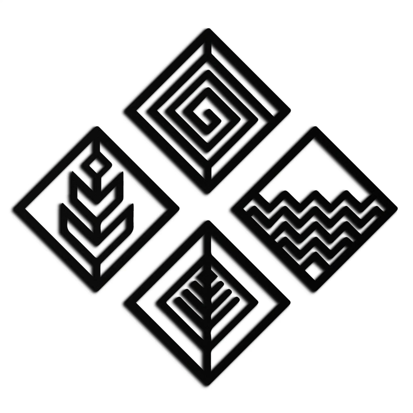 Four Elements Metal Wall Art - Modern Geometric Nature Decor- KAF173 by Enova Art