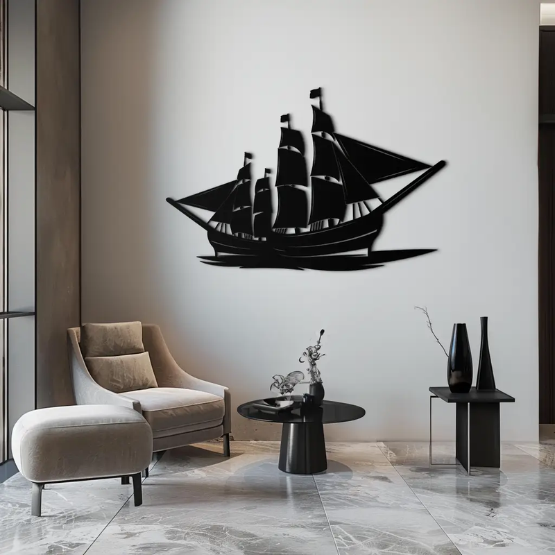 Pirate Ship Metal Wall Art - Nautical Decor for Home & Office- KAF175 by Enova Art