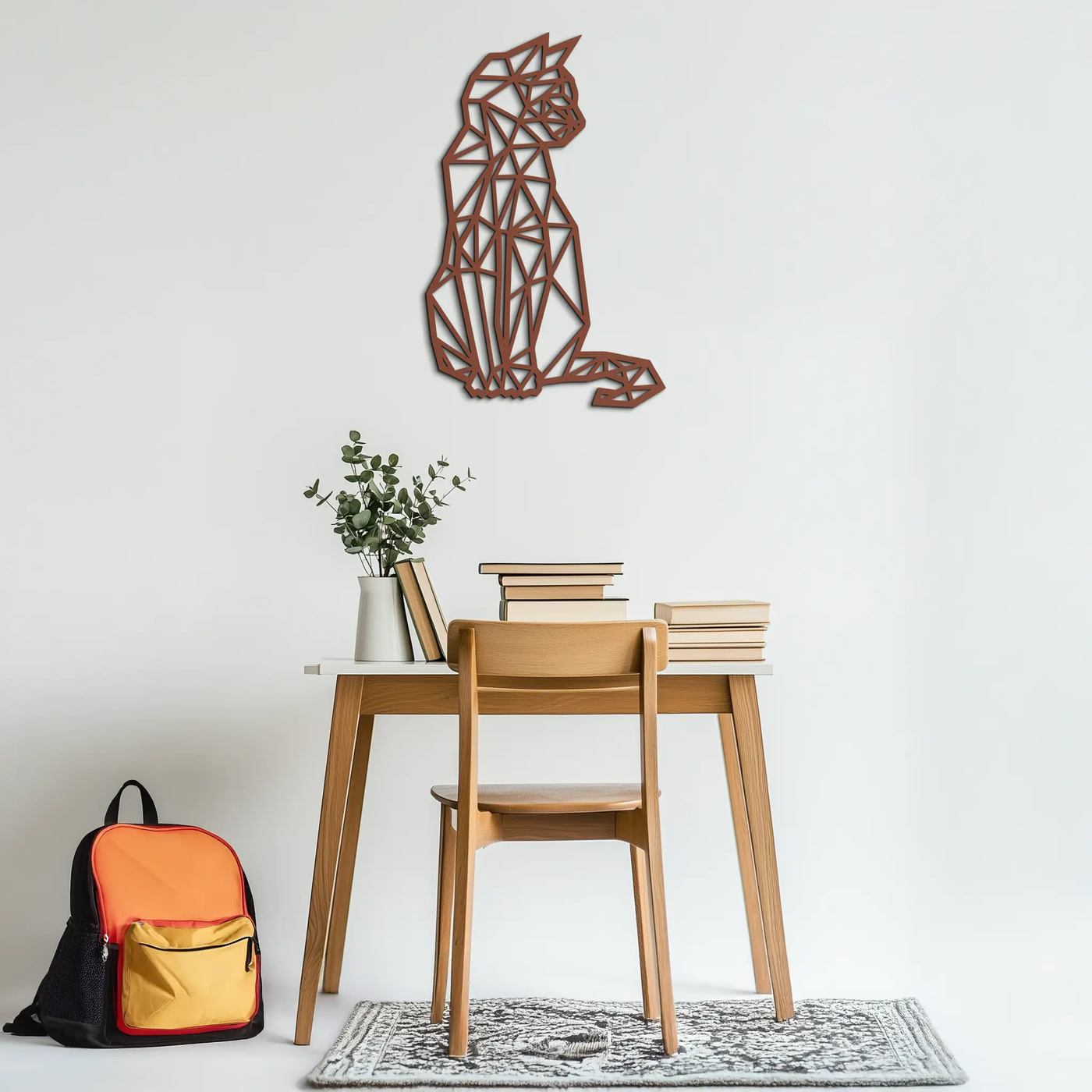 Geometric Cat Metal Wall Art - Modern Feline Home Decor- KAF176 by Enova Art