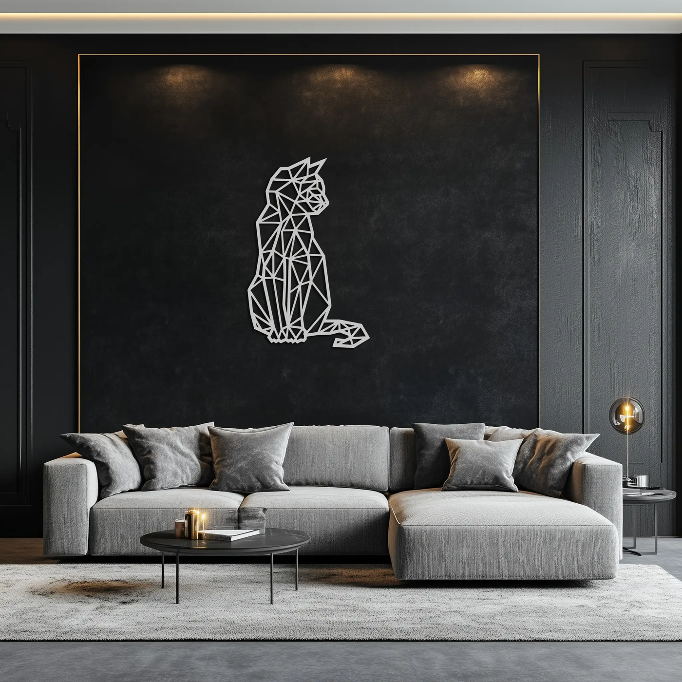 Geometric Cat Metal Wall Art - Modern Feline Home Decor- KAF176 by Enova Art