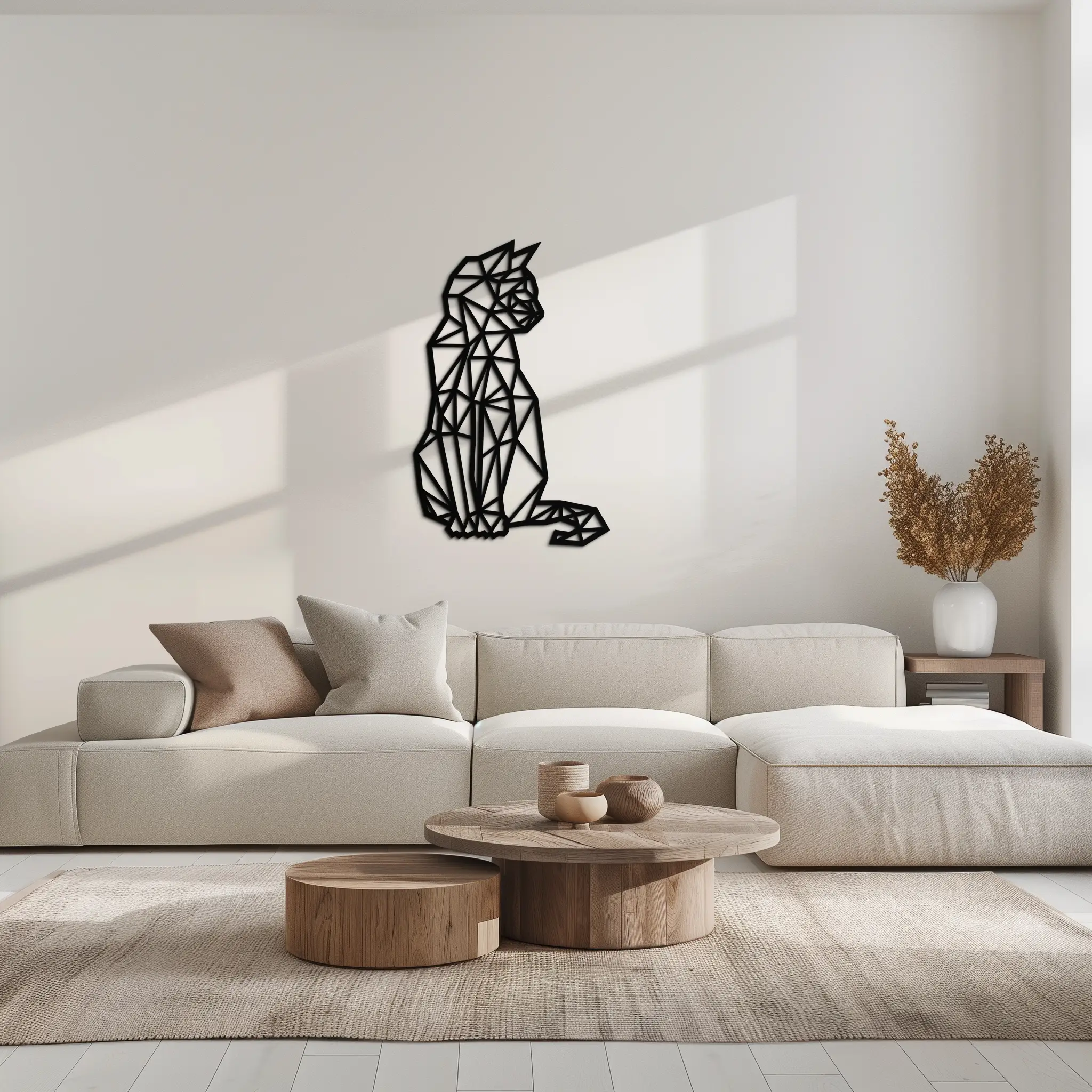 Geometric Cat Metal Wall Art - Modern Feline Home Decor- KAF176 by Enova Art