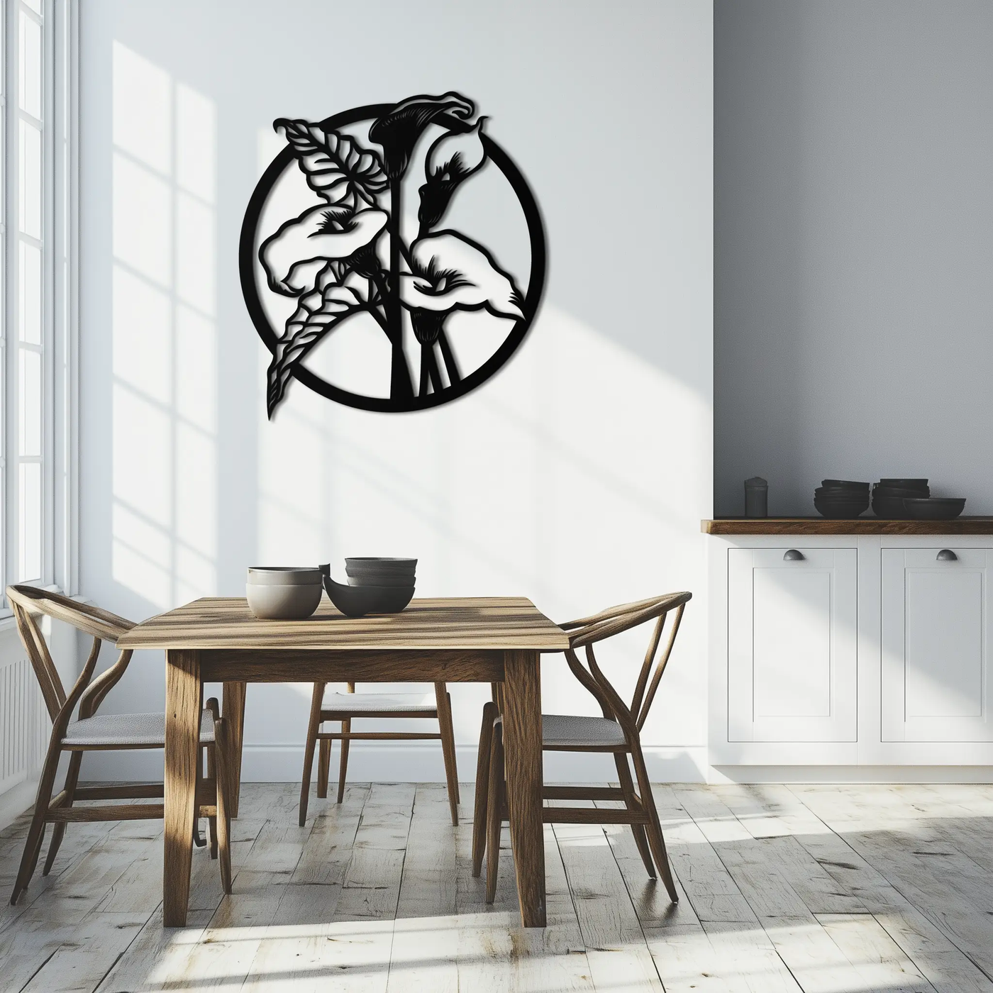 Floral Elegance Metal Wall Art - Modern Circular Flower Decor- KAF177 by Enova Art
