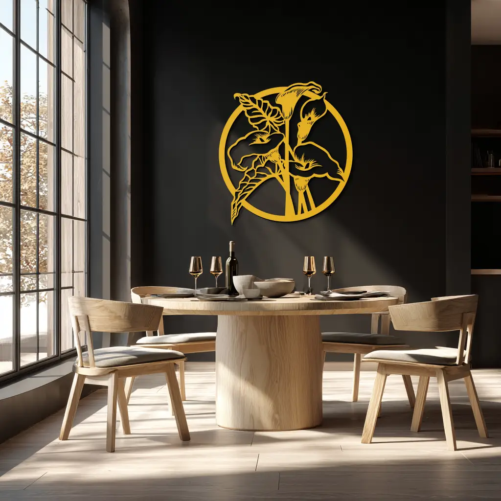 Floral Elegance Metal Wall Art - Modern Circular Flower Decor- KAF177 by Enova Art