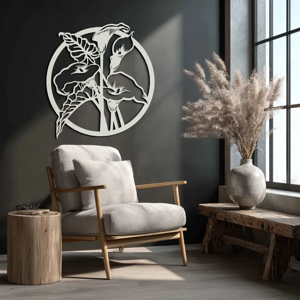 Floral Elegance Metal Wall Art - Modern Circular Flower Decor- KAF177 by Enova Art