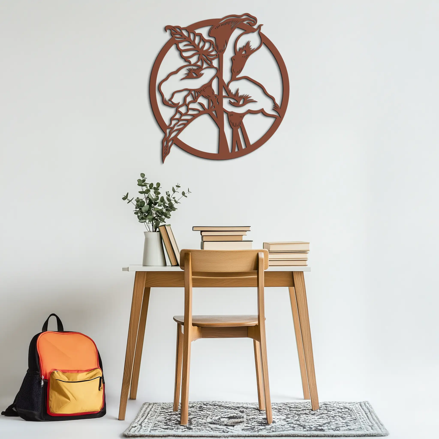 Floral Elegance Metal Wall Art - Modern Circular Flower Decor- KAF177 by Enova Art