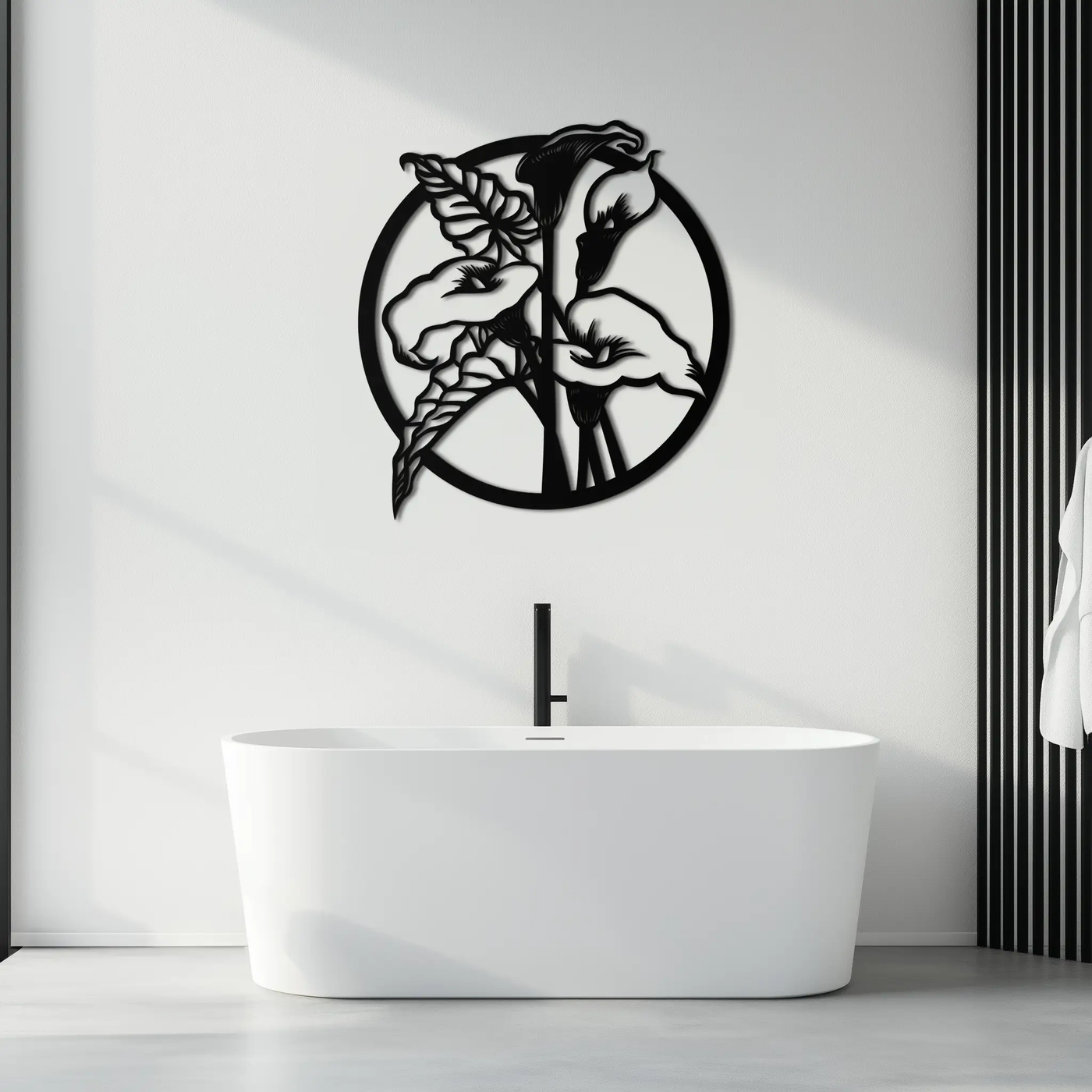 Floral Elegance Metal Wall Art - Modern Circular Flower Decor- KAF177 by Enova Art