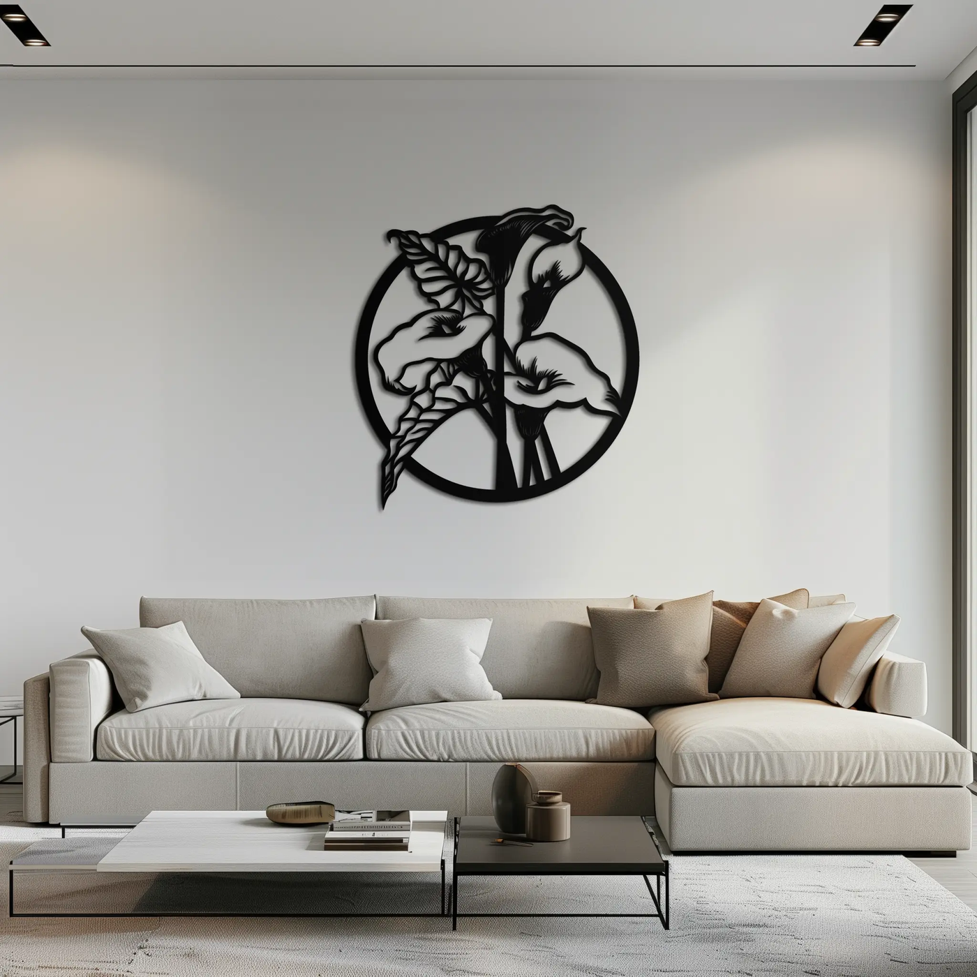 Floral Elegance Metal Wall Art - Modern Circular Flower Decor- KAF177 by Enova Art