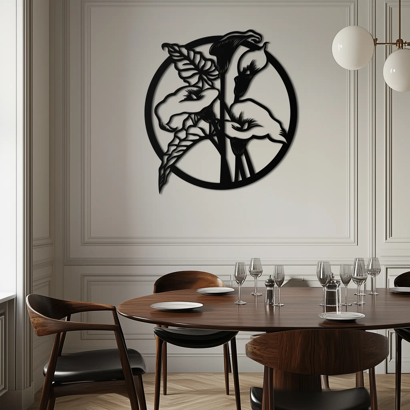 Floral Elegance Metal Wall Art - Modern Circular Flower Decor- KAF177 by Enova Art
