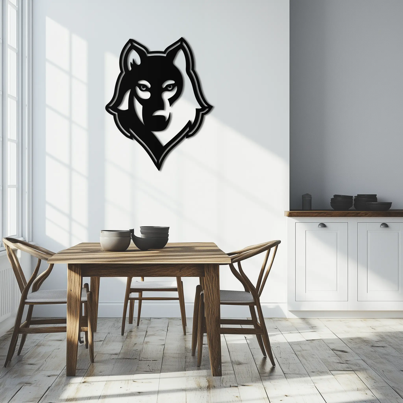Wolf Metal Wall Art - Geometric Wolf Head Wall Decor- KAF178 by Enova Art