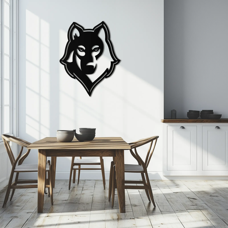 Wolf Metal Wall Art - Geometric Wolf Head Wall Decor- KAF178 by Enova Art