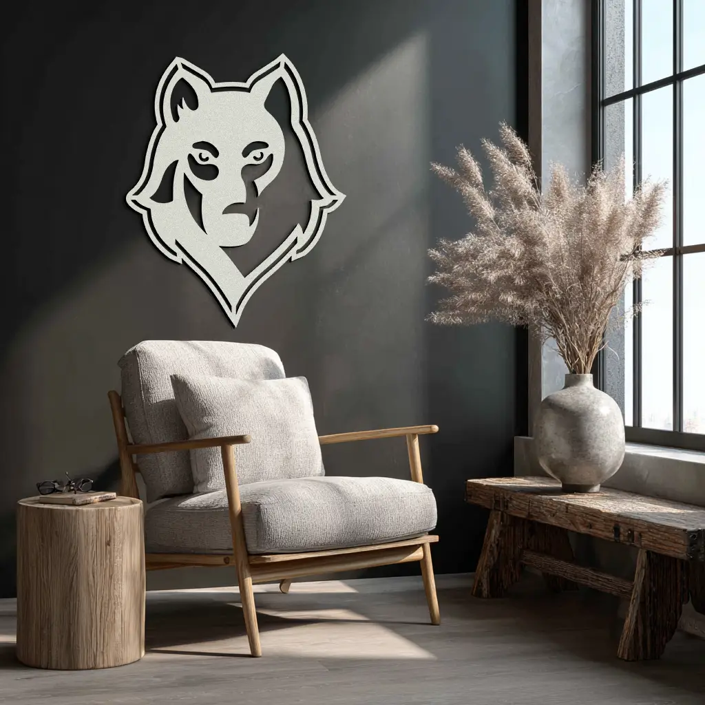 Wolf Metal Wall Art - Geometric Wolf Head Wall Decor- KAF178 by Enova Art