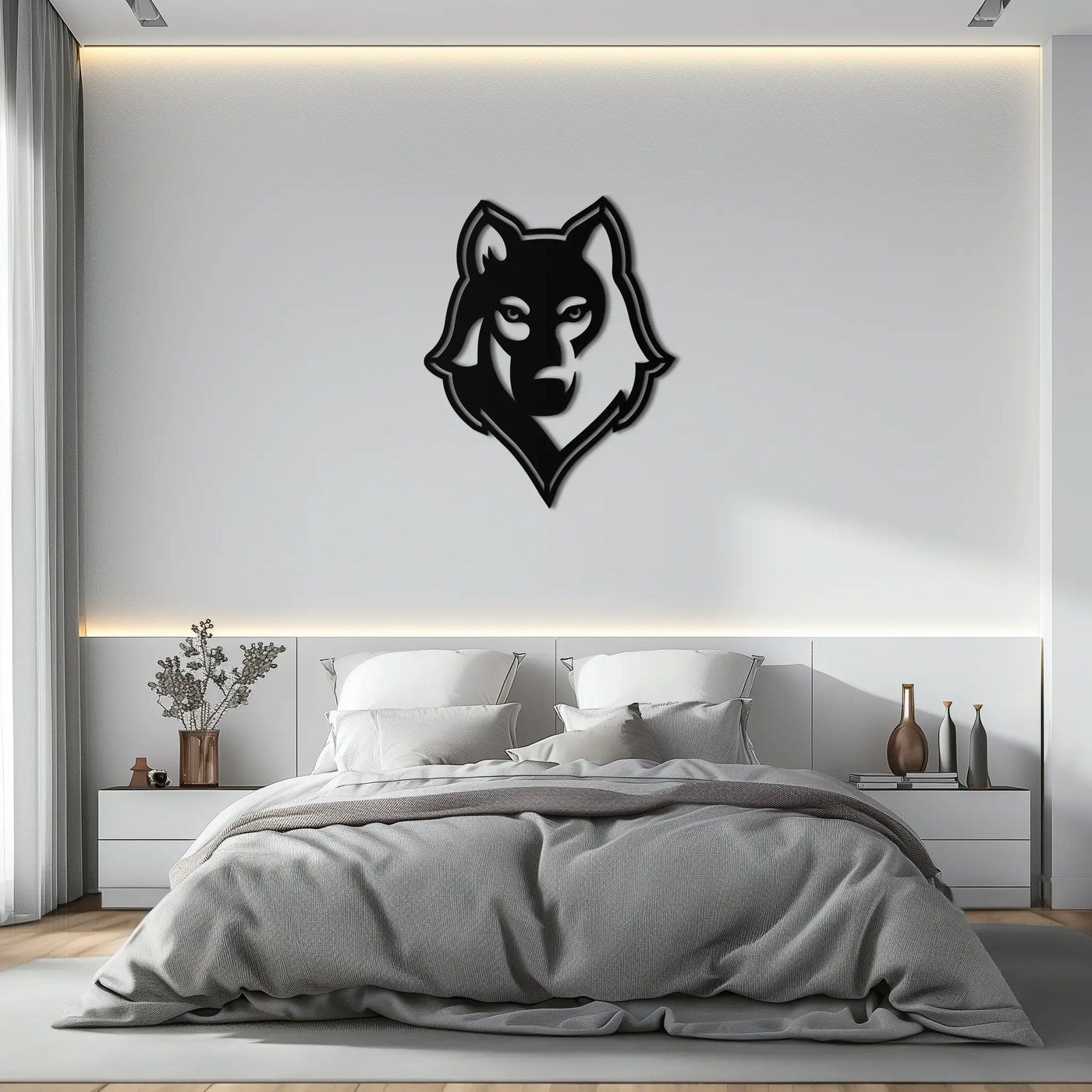 Wolf Metal Wall Art - Geometric Wolf Head Wall Decor- KAF178 by Enova Art