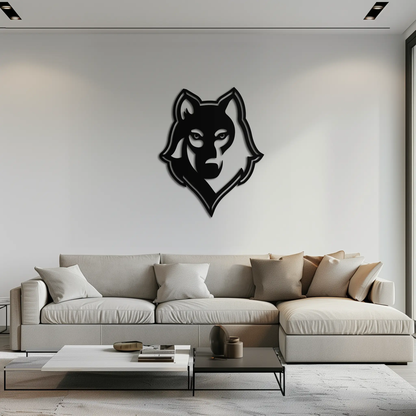 Wolf Metal Wall Art - Geometric Wolf Head Wall Decor- KAF178 by Enova Art