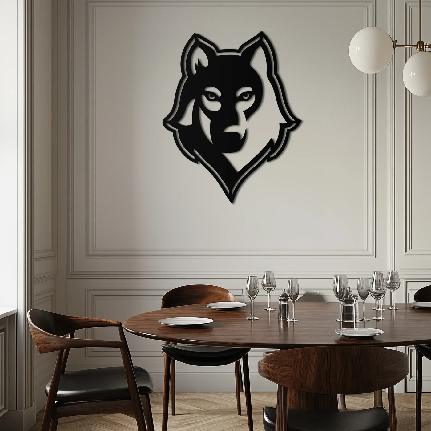 Wolf Metal Wall Art - Geometric Wolf Head Wall Decor- KAF178 by Enova Art