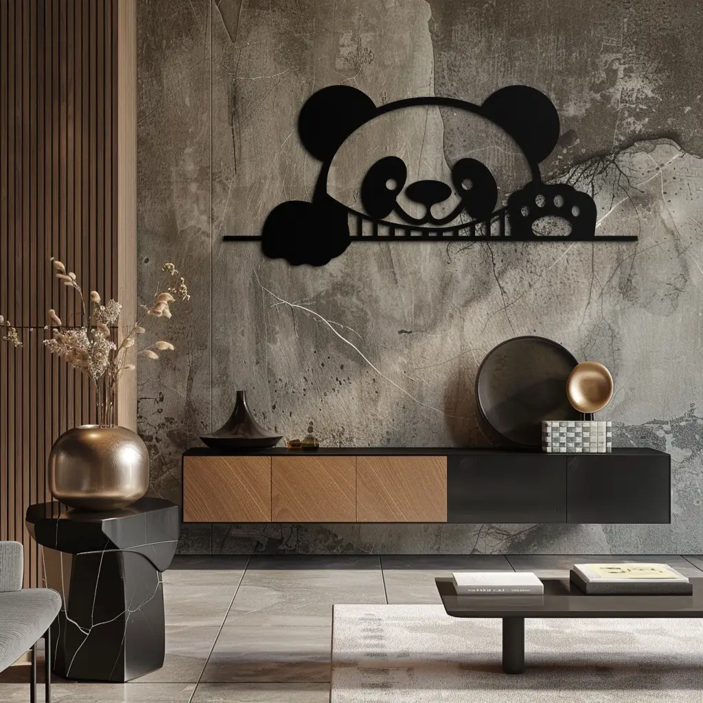 Panda Metal Wall Art - Cute Geometric Panda Decor- KAF181 by Enova Art