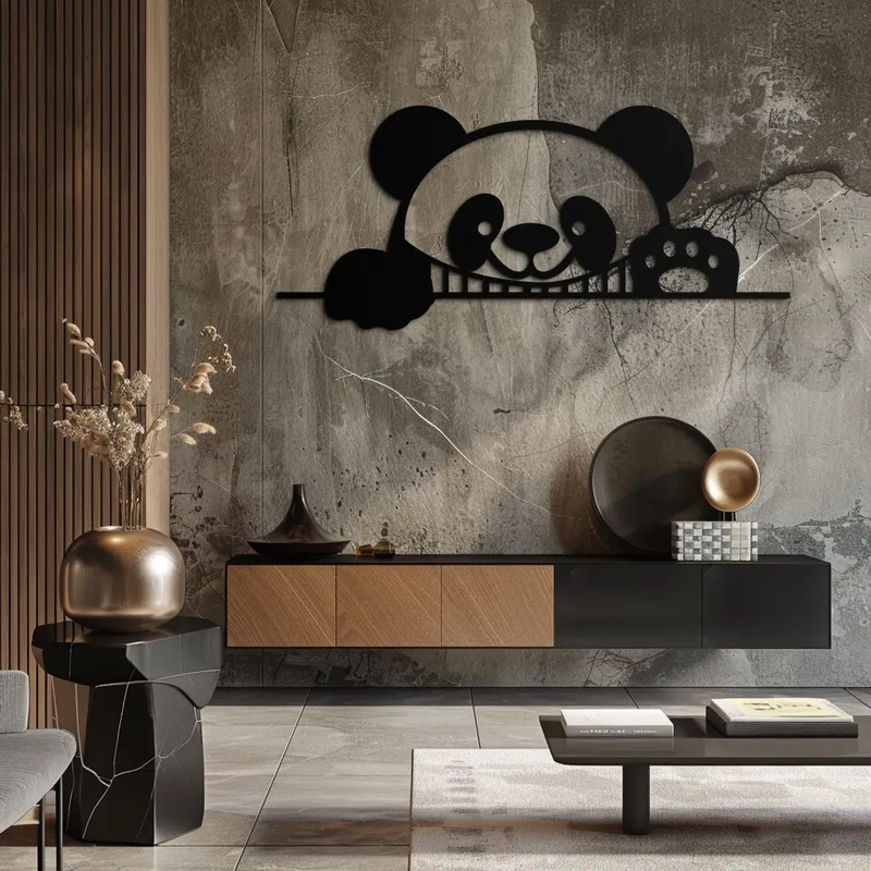 Panda Metal Wall Art - Cute Geometric Panda Decor- KAF181 by Enova Art