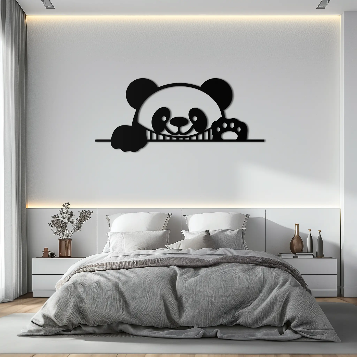 Panda Metal Wall Art - Cute Geometric Panda Decor- KAF181 by Enova Art