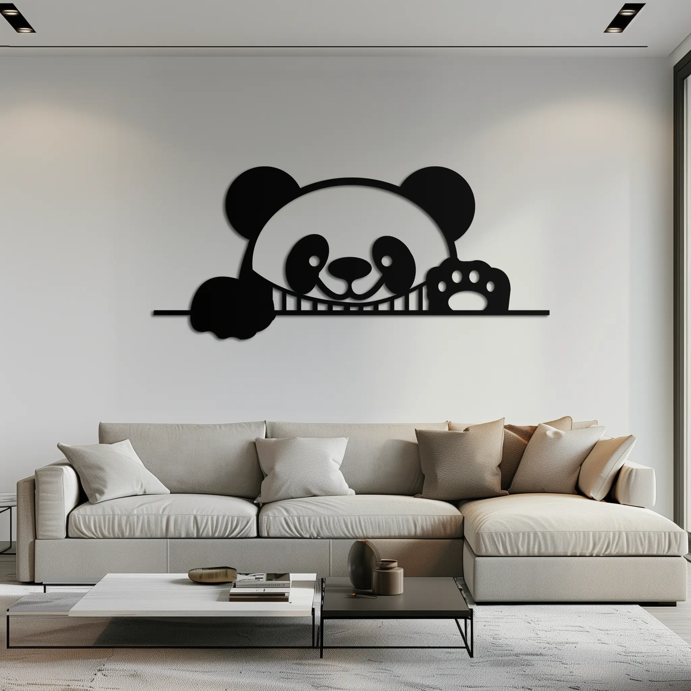 Panda Metal Wall Art - Cute Geometric Panda Decor- KAF181 by Enova Art