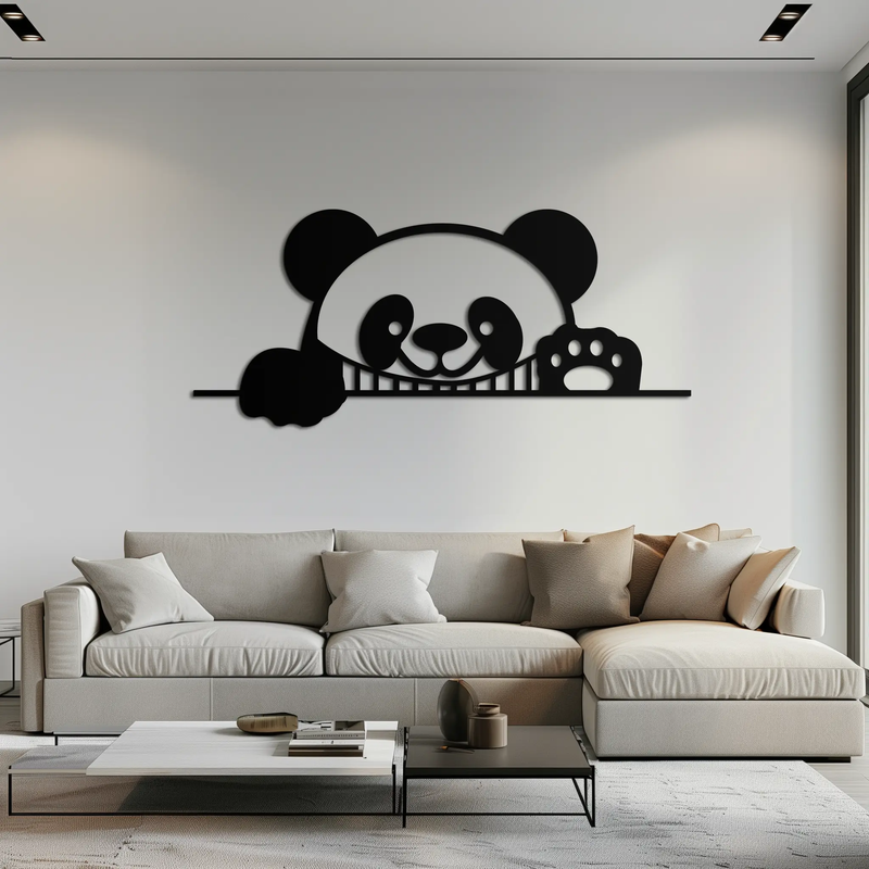 Panda Metal Wall Art - Cute Geometric Panda Decor- KAF181 by Enova Art