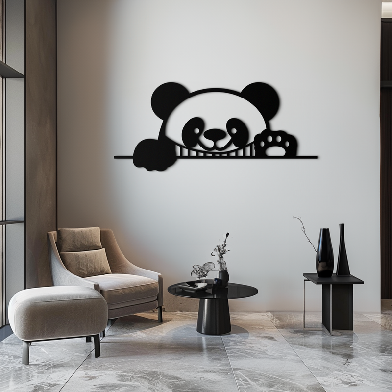 Panda Metal Wall Art - Cute Geometric Panda Decor- KAF181 by Enova Art