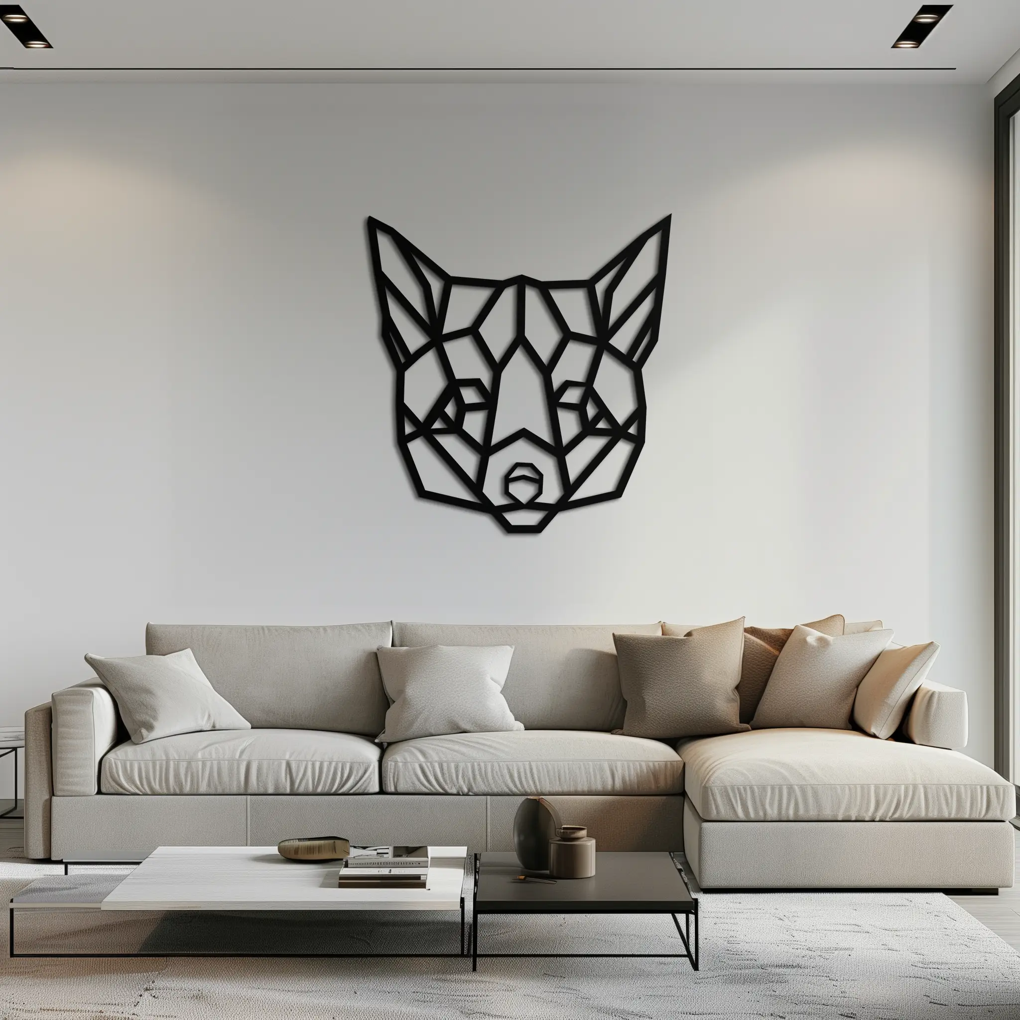 Geometric Fox Metal Wall Art - Modern Minimalist Decor- KAF182 by Enova Art