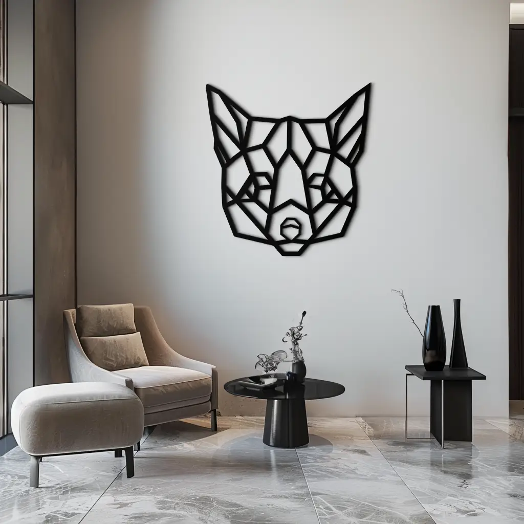 Geometric Fox Metal Wall Art - Modern Minimalist Decor- KAF182 by Enova Art