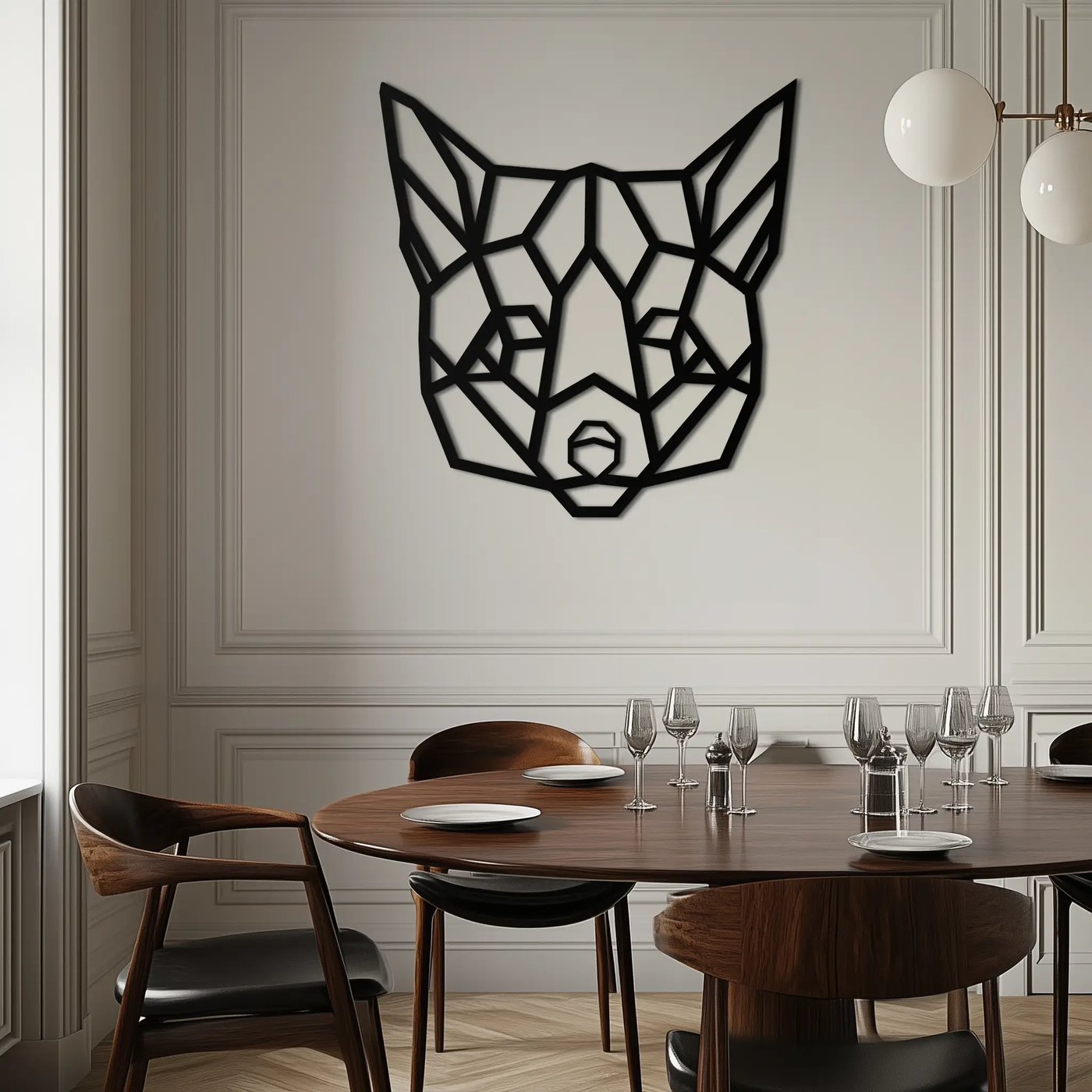 Geometric Fox Metal Wall Art - Modern Minimalist Decor- KAF182 by Enova Art