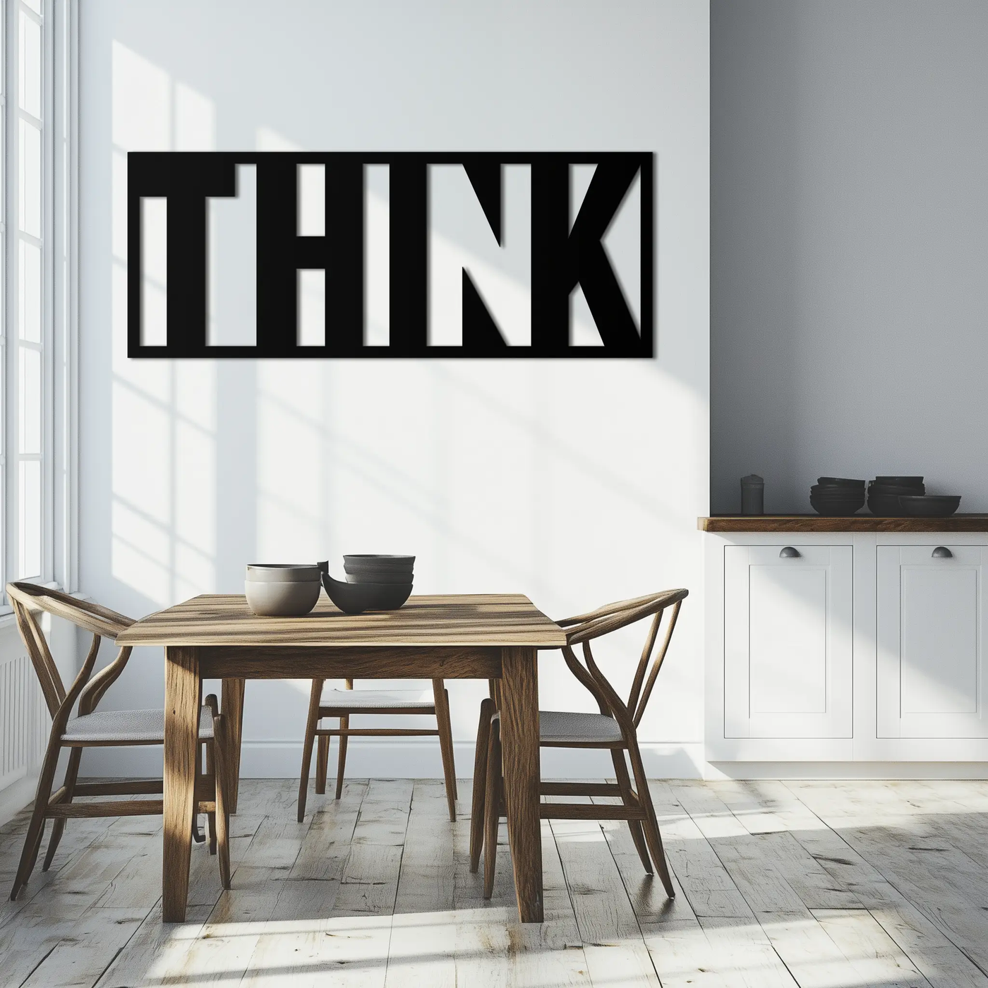 THINK" Metal Wall Art - Minimalist Inspirational Decor- KAF184 by Enova Art