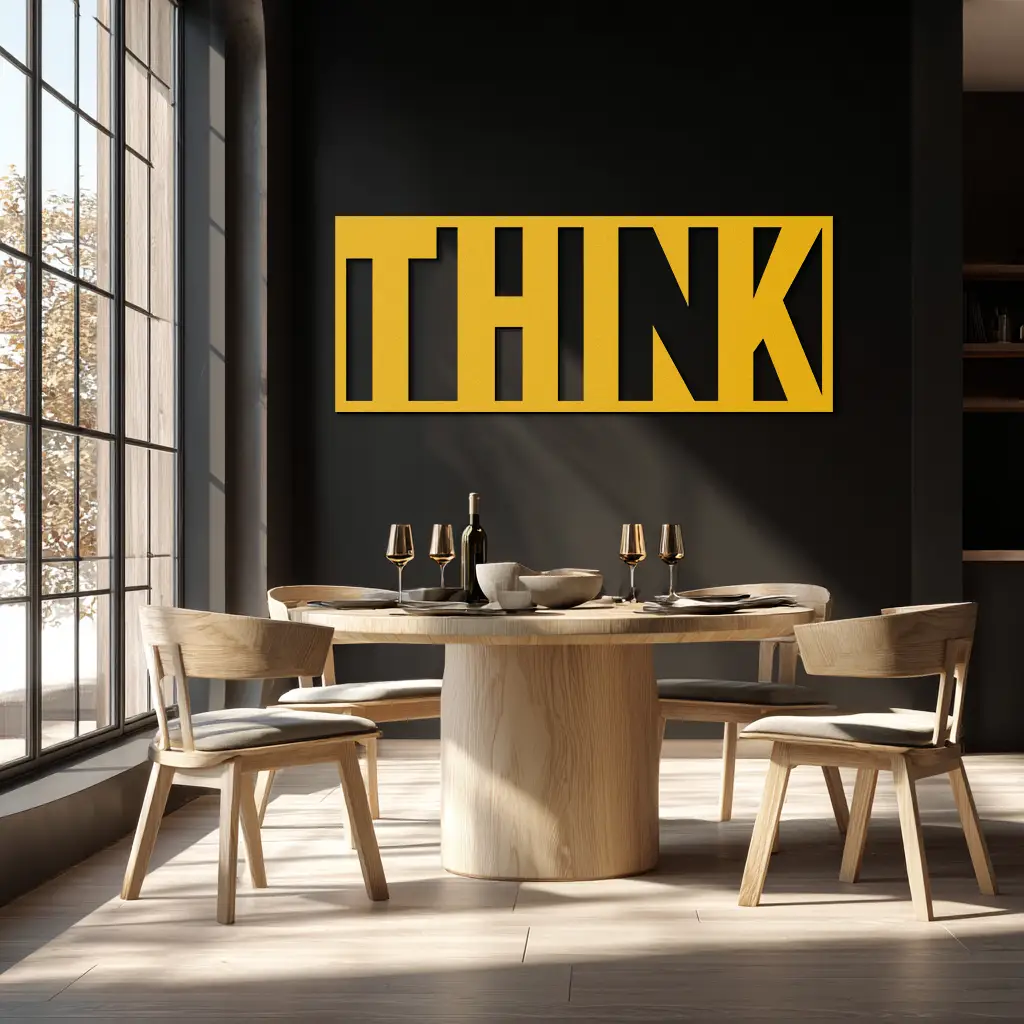 THINK" Metal Wall Art - Minimalist Inspirational Decor- KAF184 by Enova Art