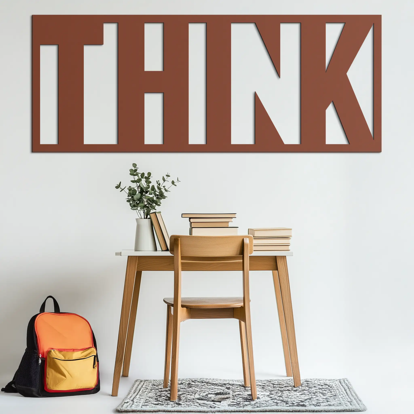 THINK" Metal Wall Art - Minimalist Inspirational Decor- KAF184 by Enova Art