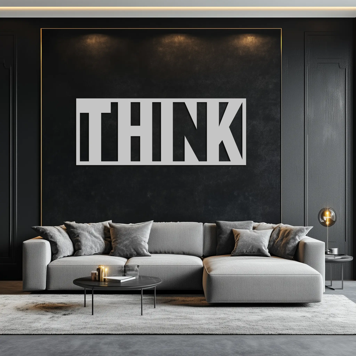 THINK" Metal Wall Art - Minimalist Inspirational Decor- KAF184 by Enova Art