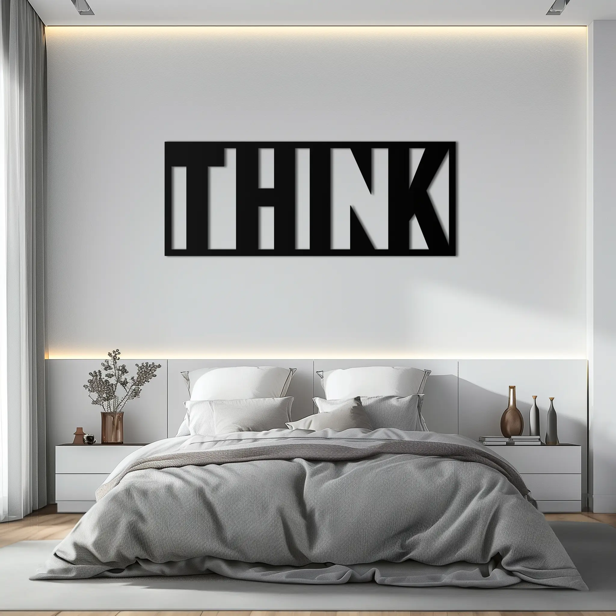 THINK" Metal Wall Art - Minimalist Inspirational Decor- KAF184 by Enova Art