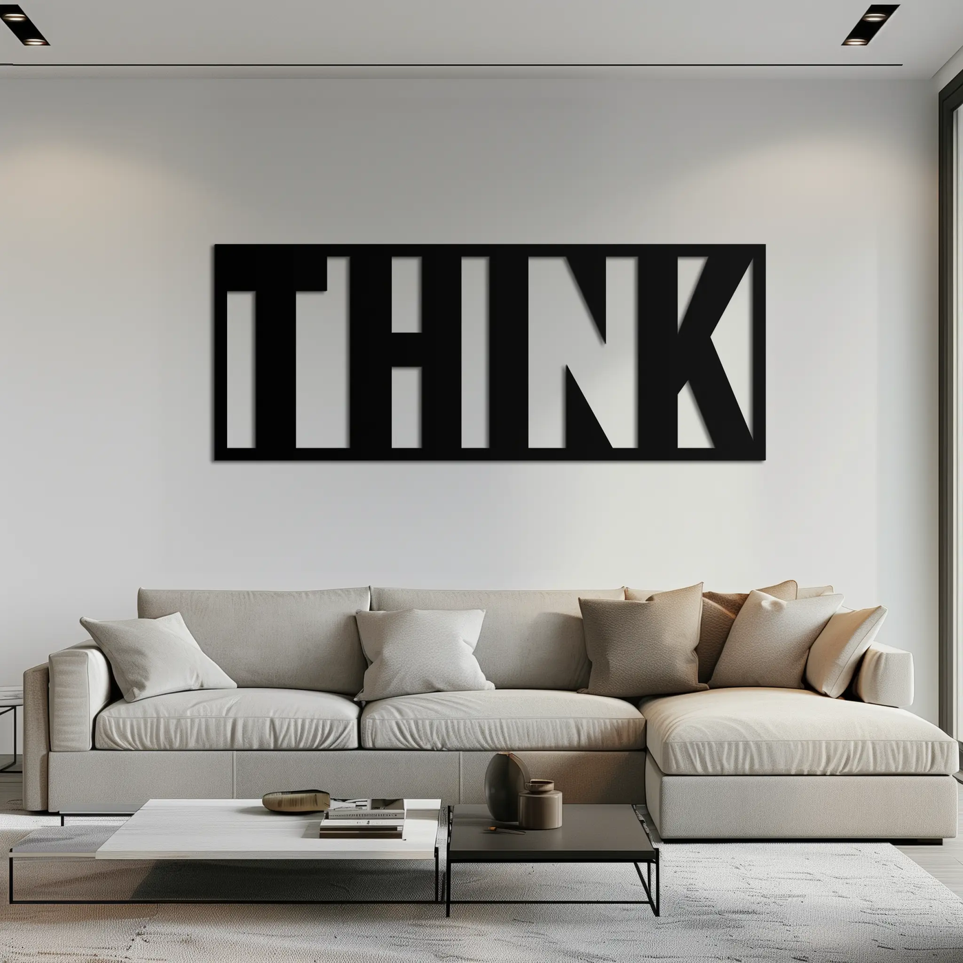 THINK" Metal Wall Art - Minimalist Inspirational Decor- KAF184 by Enova Art