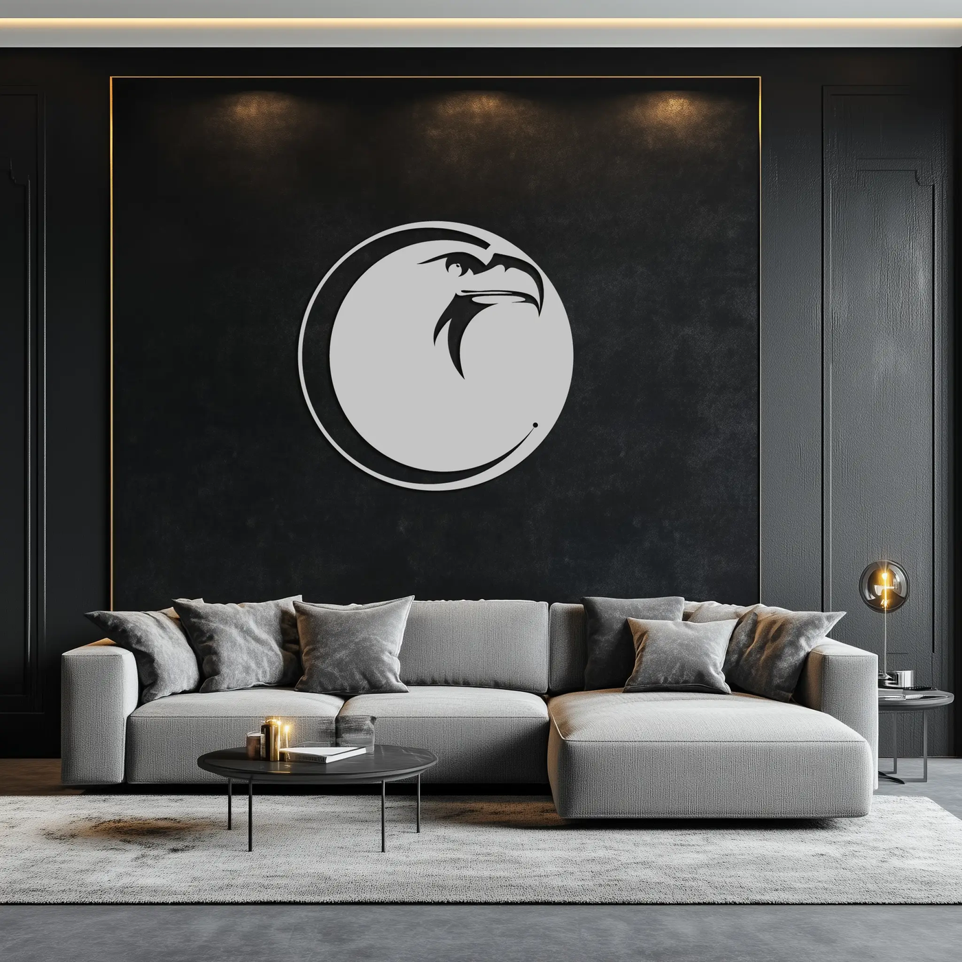 Eagle Moon Metal Wall Art - Majestic and Bold Decor- KAF185 by Enova Art