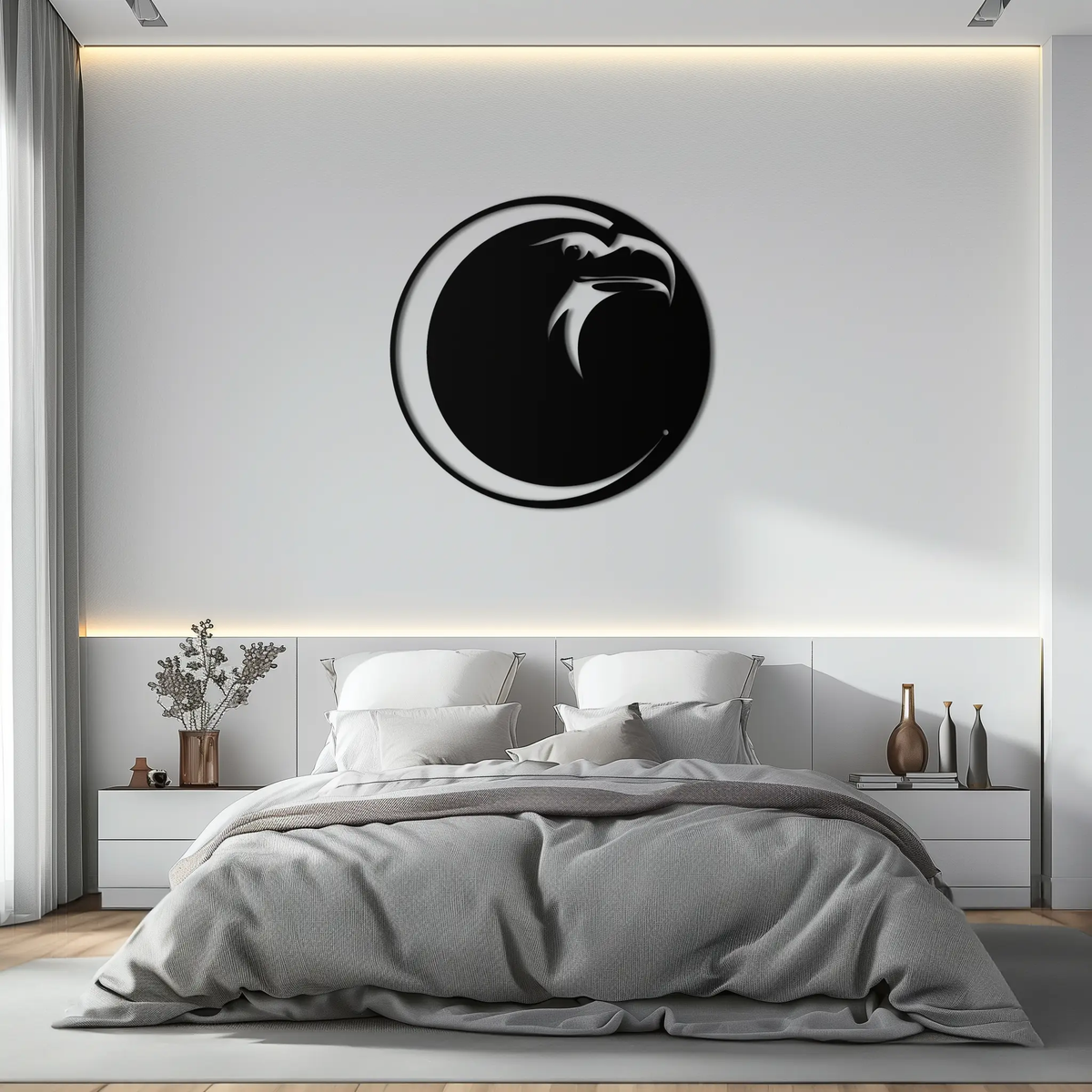 Eagle Moon Metal Wall Art - Majestic and Bold Decor- KAF185 by Enova Art