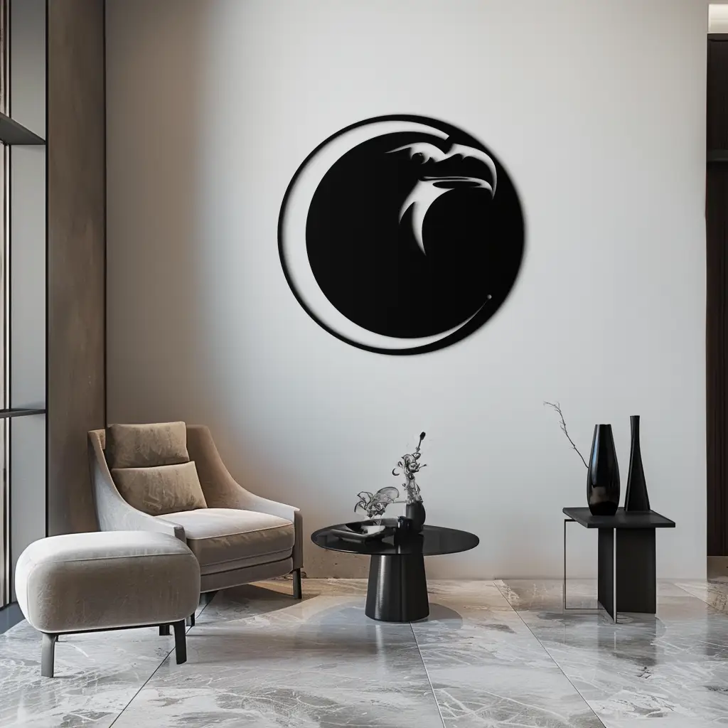 Eagle Moon Metal Wall Art - Majestic and Bold Decor- KAF185 by Enova Art