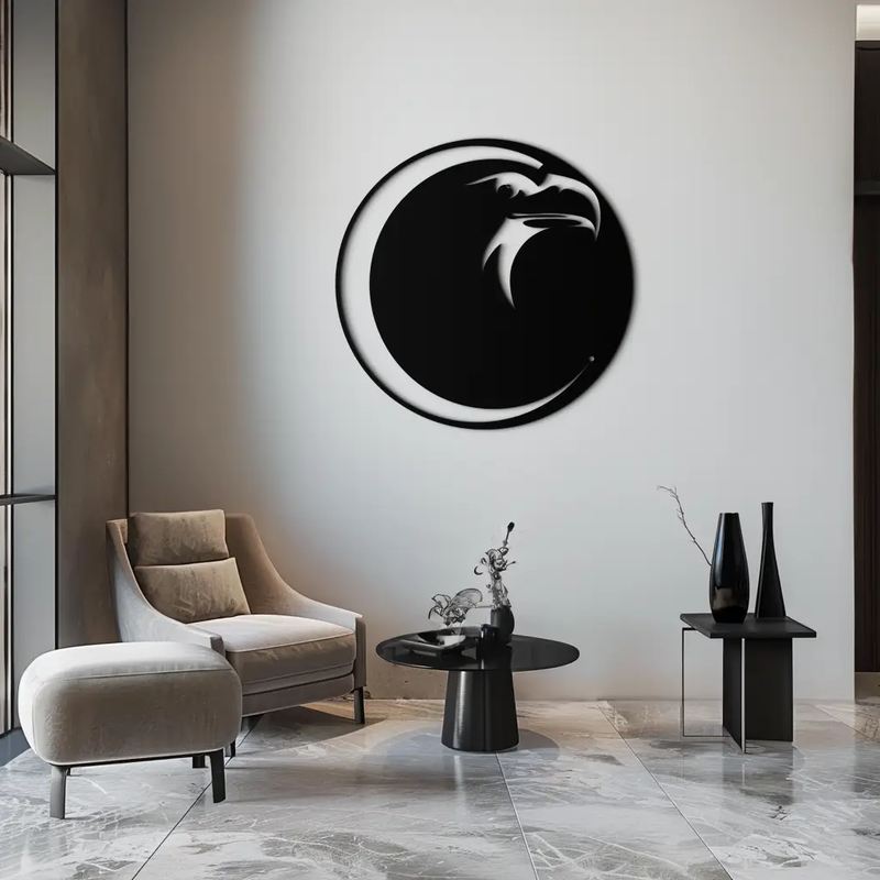 Eagle Moon Metal Wall Art - Majestic and Bold Decor- KAF185 by Enova Art